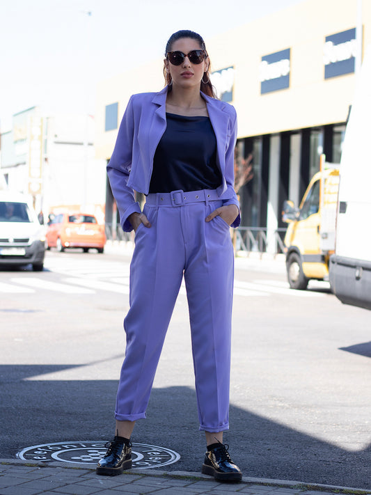 Conjunto violeta chaqueta y pantalón